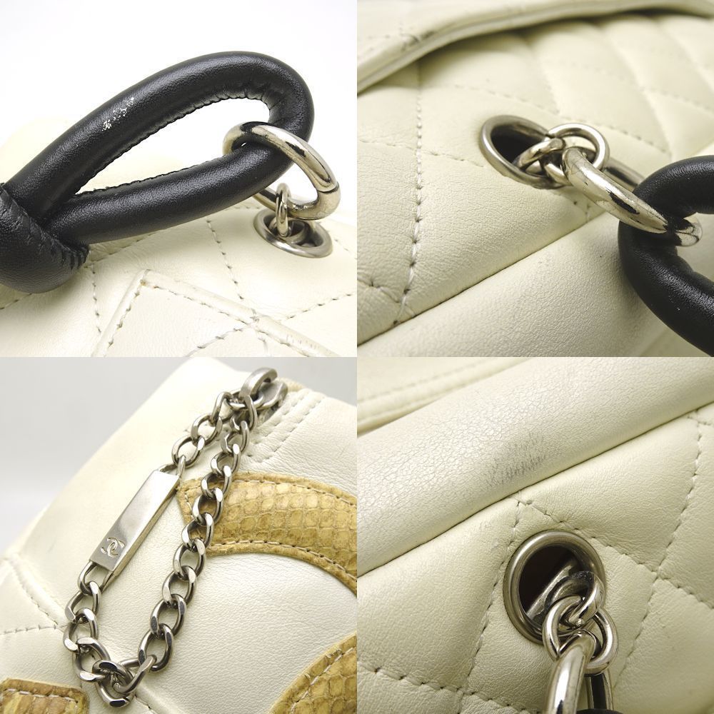 Chanel Cambon Line Bowling Bag Leather x Python White - Picture 4 of 8